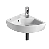 Sink Maxi Clean A32762300M / 8414329615531 left corner 43x35 cm with top left, with the tap hole on the left side of the overflow aperture, the mounting kit. Installation: mounting on the wall or on the countertop