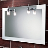 Felix Mirror art no: 64283495 Size: H60 x W90 x D3.5cm Landscape mirror with frosted glass edges. Two chrome halogen lights, fitted with Demista pad.